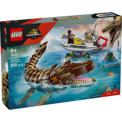 LEGO Jurassic World Dinosaur Brick-Built Mosasaurus Boat Mission 76974