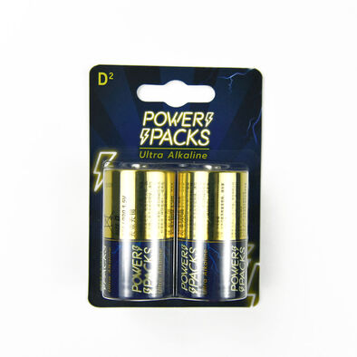 Power Packs Ultra Alkaline D Battery 2 PCS