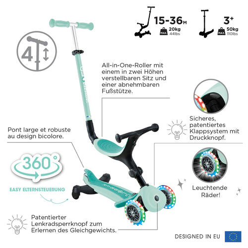 Globber Go&bull;Up Active Lights 360&deg; - Mint