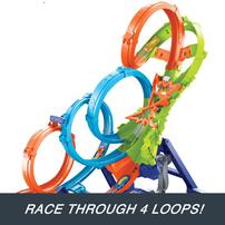 Hot Wheels Action 4-Loop Crash Out Track Set with Motorized Booster & 1:64 Scale Toy Car