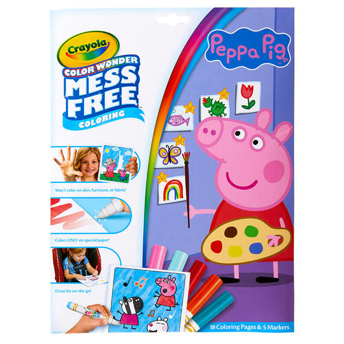 Cahier De Coloriage Crayola Color Wonder - Peppa Pig, 18 Pages + 5 Feutres Magiques (sans Taches)