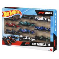 Hot Wheels Formula 1 10-Pack, Set Of 10 1:64 Scale Toy Cars With Each 2025 F1 Racing Team