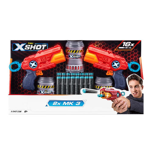X-Shot Excel Double MK 3 Blaster Combo Pack (16 Darts, 3 Cans)