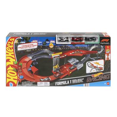Hot Wheels Racing Formula 1 Downhill Circuit Race With 3 F1 Die-Cast Toy Cars In 1:64 Scale