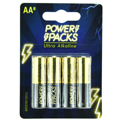 Power Packs Ultra Alkaline AA Battery 8 PCS