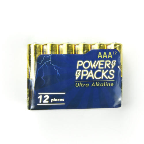 Power Packs Ultra Alkaline AAA Battery 12 Pieces