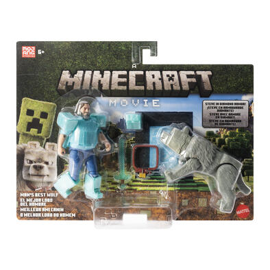 Minecraft Movie Core Scale 4" Steve & Wolf