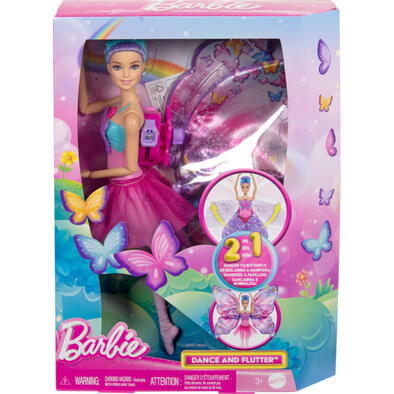 Barbie Dance and Flutter Doll with 2-in-1 Transformation from Dancer to Butterfly, Purple Hair