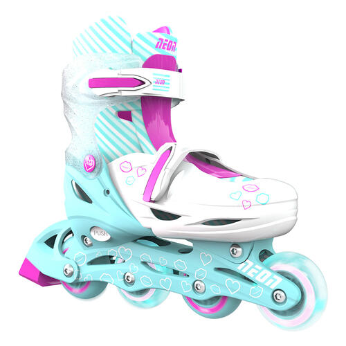 Yvolution Neon Combo Skates 2-in-1 Inline To Quad (Size 3-6) Teal Pink