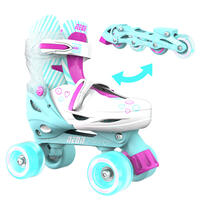 Yvolution Neon Combo Skates 2-in-1 Inline To Quad (Size 12-2) Teal Pink