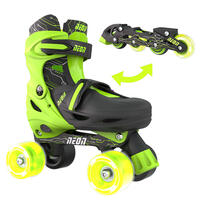 Yvolution Neon Combo Skates 2-in-1 Inline To Quad (Size 3-6) Green
