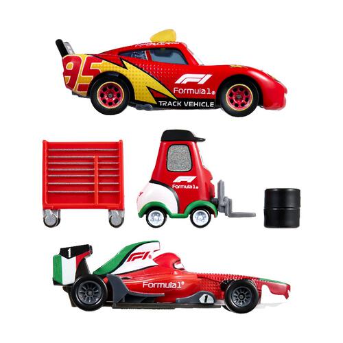 Disney And Pixar Cars X Formula 1 Collab, Lightning Mcqueen, Francesco Bernoulli & Alex Machino