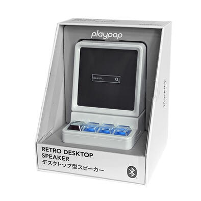 playpop Retro Desktop Speaker - White (Bluetooth)