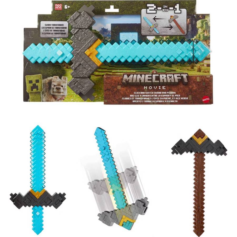 Minecraft Click and Switch Sword and Pickaxe 2-in-1 Role-Play