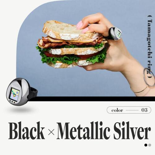 (Pre-order) Tamagotchi Ring Metallic Silver & Black (Expected April 2027)