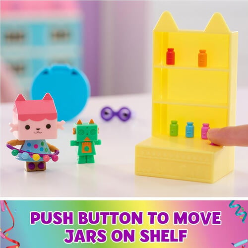 Gabby's Dollhouse, Celebration Series Baby Box Cat Bobble Figure with Dollhouse Furniture and Accessories