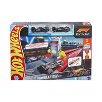 Hot Wheels Racing Formula 1 Grid Start Track Set & 2 Die-Cast F1 Cars In 1:64 Scale
