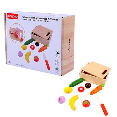 playpop Wooden Fruit & Vegetable Cutting Set