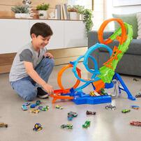 Hot Wheels Action 4-Loop Crash Out Track Set with Motorized Booster & 1:64 Scale Toy Car
