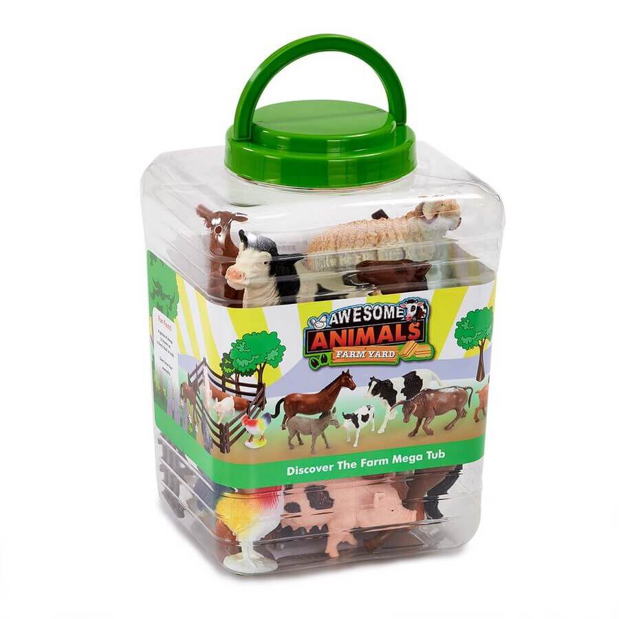 tub of farm animals