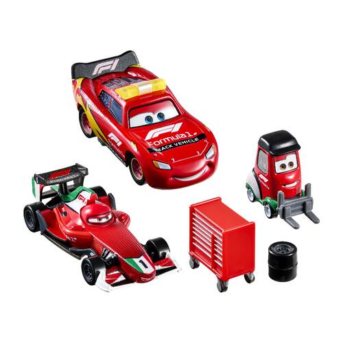 Disney And Pixar Cars X Formula 1 Collab, Lightning Mcqueen, Francesco Bernoulli & Alex Machino