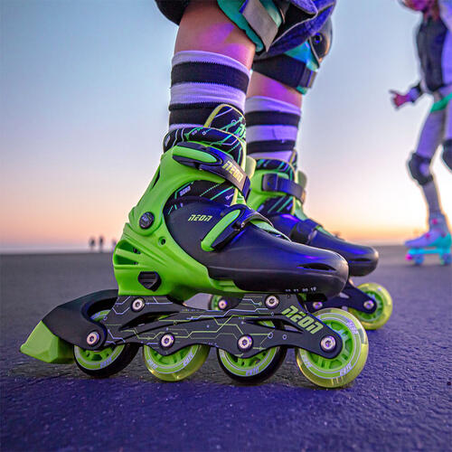 Yvolution Neon Combo Skates 2-in-1 Inline To Quad (Size 12-2) Green