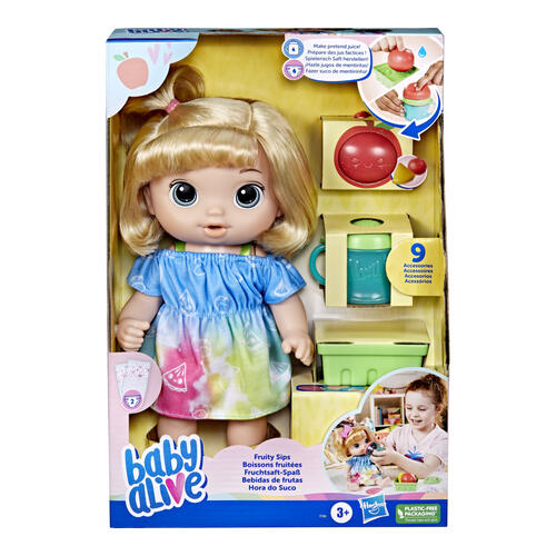 Baby Alive Fruity Sips Doll, Apple, Blonde Hair | Toys