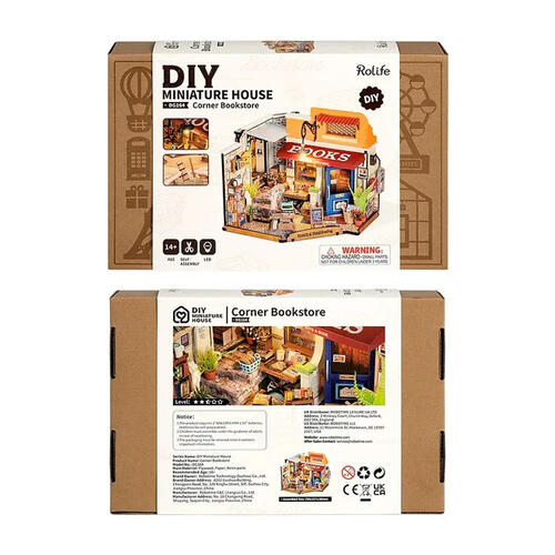 Robotime Rolife Corner Bookstore DIY Miniature House Kit