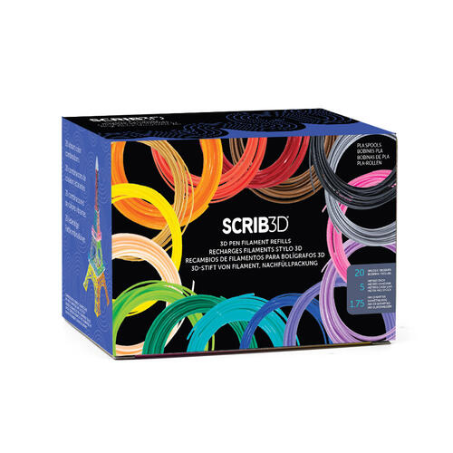SCRIB3D PLA Filament Refills, 1.75 mm, 20 Colors