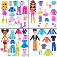 Polly Pocket Sparkle Cove Adventure Fashion Pack Playset with 4 Dolls(47 pcs)