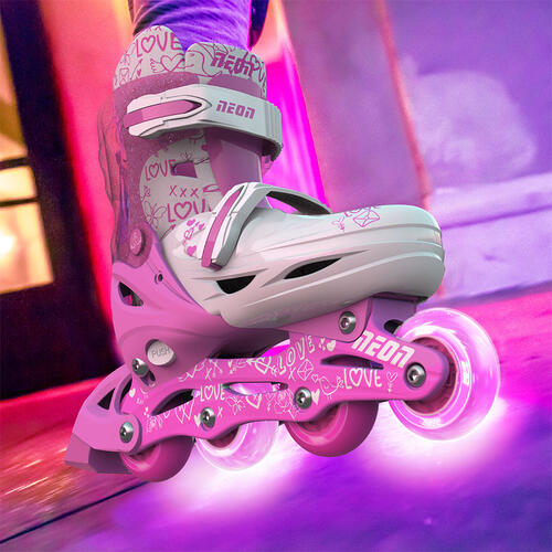 Yvolution Neon Combo Skates 2-in-1 Inline To Quad (Size 12-2) Pink