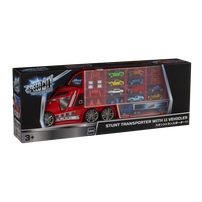 Speed City Stunt Transporter Truck With 11 Vehicles