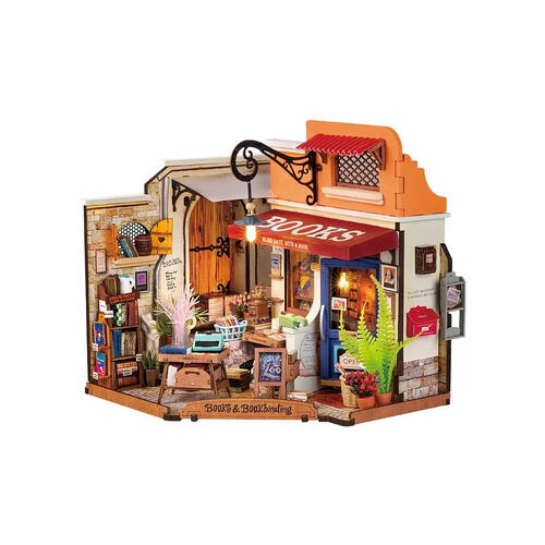 Robotime Rolife Corner Bookstore DIY Miniature House Kit