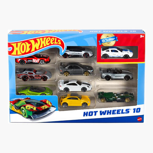Hot Wheels Set Of 10 1:64 Scale Toy Trucks And Cars For Kids & Collectors