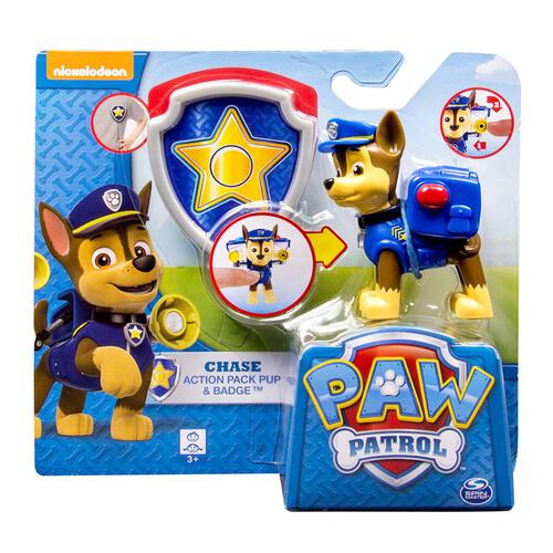 Paw Patrol Action Pup With Badge - Rubble - Assorted